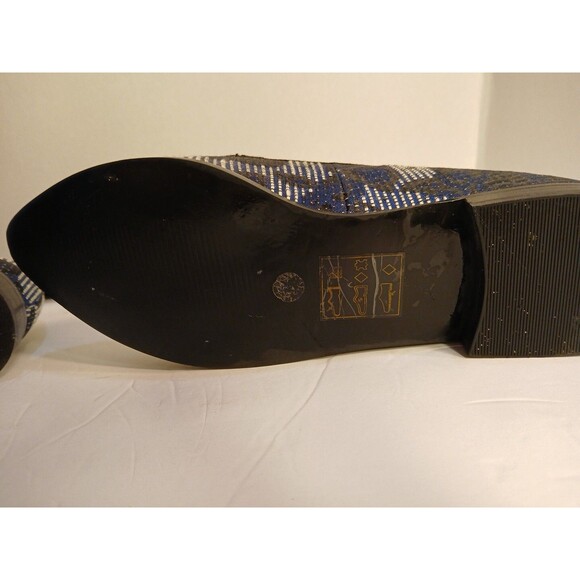 Sole Society 7.5 Winslow Navy Stripe Floral Jacquard Embroidery Loafer Pointed - Picture 15 of 16